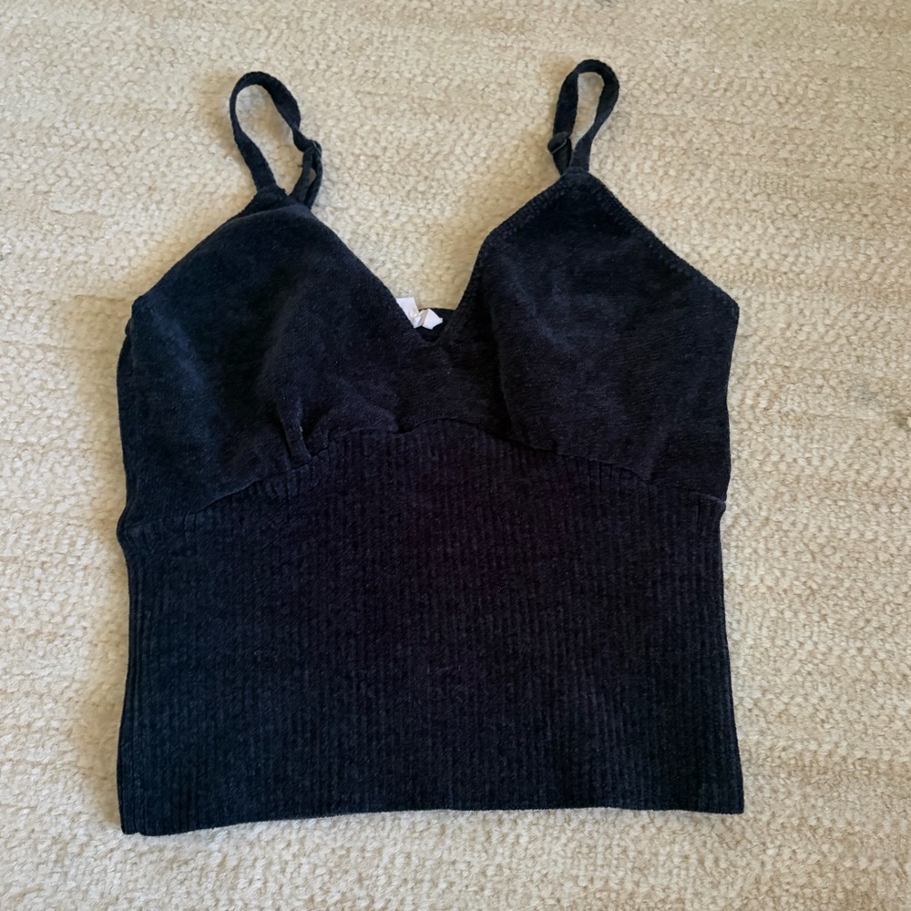 Black Knit Cami Top with Supportive Bust